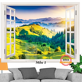 Tranh dán tường 3d Cửa sổ nhìn ra ngoài phong cảnh thiên nhiên-tranh 3d phòng khách, phòng ngủ-Huyền Chi-Đặt theo kích thước yêu cầu