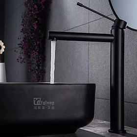 Vòi lavabo nóng lạnh đồng mạ tĩnh điện chân không màu đen Juno sofa Teady VCT- 3001B