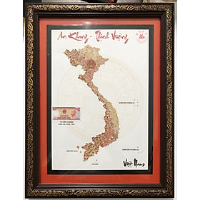Khung tranh An khang thịnh vượng Việt Nam thủ công bằng tiền cổ, 10 ngàn đồng Việt Nam 1993