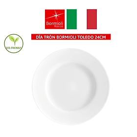 Dĩa súp tròn sứ thủy tinh cao cấp Bormioli Toledo 24cm - Hàng chính hãng, nhập khẩu tại Ý