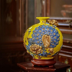 Mua Bình hút lộc  lọ hoa hút tài lộc vinh hoa phú quý gốm sứ bát tràng 22cm màu vàng