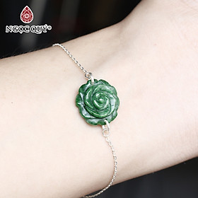 Lắc tay bạc hoa mẫu đơn đá cẩm thạch sơn thủy mệnh hỏa , mộc - Ngọc Quý Gemstones
