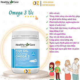 Hình ảnh Omega 3 Úc Healthy Care Fish Oil 1000mg Hỗ trợ sức khỏe não bộ, hệ thần kinh, tim mạch, khớp, bổ mắt, Làm đẹp da và tăng sức khỏe tổng thể - OZ Slim Store