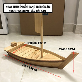 Mua  Dài 55cm - Hàng chuẩn Nhật  Khay gỗ đựng sushi sashimi - khay thuyền gỗ sushi thuyền để setup lẩu - Gỗ thông