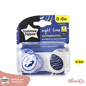 Ty ngậm dạ quang cho bé Tommee Tippee Night Time 0-6 tháng vỉ đôi - Cá Ngựa