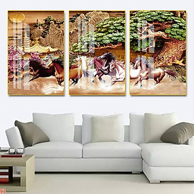 Mua Bộ 3 Tranh Canvas Bát Mã Phi Nước Đại Phong Thủy - Tranh Treo Tường Giá Rẻ