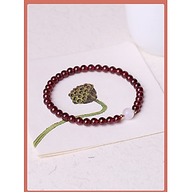 Vòng tay phong thủy đá đỏ màu Ruby mix đá mã não trắng và bi bạc cho Nữ cầu Lộc Tài Duyên