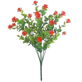 6x 7 Branches Fake Eucalyptus Rose Flower Bunch Floral Arrangement Red