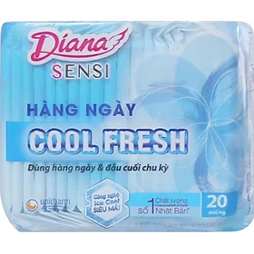 (15.5cm Không Cánh) - Combo 6 Gói Băng Vệ Sinh Diana Hàng Ngày Sensi Cool Fresh- Mỗi Gói 20 Miếng- Date luôn mới