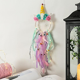 Đồ Treo Trang Trí Dreamcatcher Lông Vũ Lớn Đính Đèn, Hoa , Tai Như Ảnh