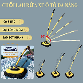Chổi Rửa Xe Ô Tô, Chổi Lau Kính Ô Tô, Lau Nhà Dáng Cong Ba Nấc Cho Xe Hơi Chuyên Dụng Kết Cấu Chắc Chắn - Hàng Chính Hãng - Miếng Lau