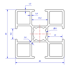 Mua Nhôm định hình 40x40 (LWA-4404811100) - Miễn phí cắt theo kích thước yêu cầu (Giá đã bao gồm VAT)