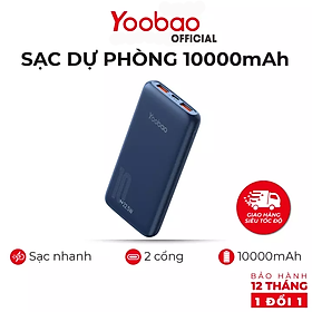 [HÀNG CHÍNH HÃNG] Sạc dự phòng 10000mAh D10Q Yoobao PD 20 -22,5W- Dùng cho Iphone 11,12, Huawei,... - Thiết kế hiện đại - Màu trắng