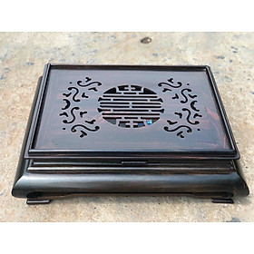 Khay trà gỗ Mun ta hàng cực độc, đẹp, cầu kì kt 47x37x16