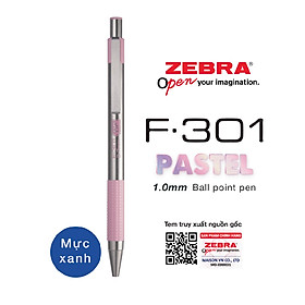 Viết bi bấm kim loại F301 PASTEL 1.0mm Zebra - Nhật [Chính Hãng] - mực xanh