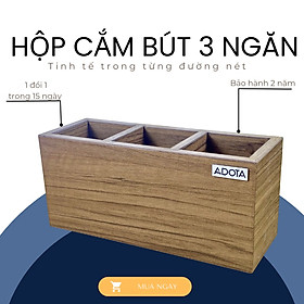Mua Hộp cắm bút 3 ngăn bằng gỗ  ống đựng bút để bàn làm việc 3 ngăn cao cấp phong cách sang trọng ADOTA HB22L110