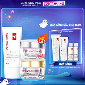 Combo Mờ Nám - Nâng Tông - Bảo Vệ Toàn Diện Kem chống nắng 50g + kem ngày 30ml + kem đêm 30g (Sắc Ngọc Khang Official)