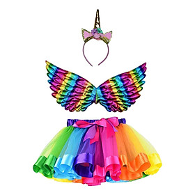 Kids Unicorn Costumes for Girls Halloween Cosplay Clothes with Wing Party Favors Princess Dress up  Skirts for Child Festival Stage Show