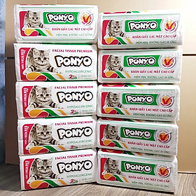 Combo (10 gói) khăn giấy rút, khăn giấy lụa lau mặt PONYO cao cấp 250 tờ
