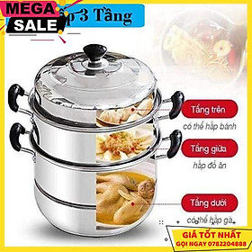 Nồi Hấp 3 Tầng Inox Cao Cấp - Nồi Hấp Cách Thuỷ Đa Năng Tiện Dụng Cho Mọi