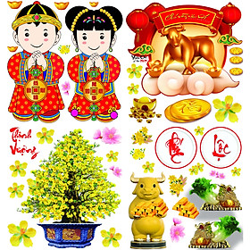 DECAL HÌNH CĂT ( BẾ ) SẴN , TRANG TRÍ TẾT