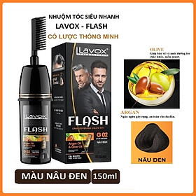 (Màu Nâu Đen) Gel Lược Nhuộm Phủ Bạc LAVOX - Dầu Gội Phủ Bạc Thảo Dược Thiên Nhiên LAVOX FLASH GRAY COVERAGE COLOR GEL G02 DARK BROWN