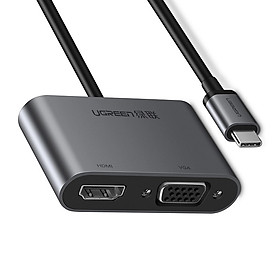 Mua Cáp chuyển đổi USB-C dương Sang 1*HDMI âm  1* VGA âm Vỏ Nhôm cáp dài 25cm màu Xám Ugreen TC50738CM162 Hàng chính hãng.