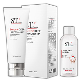 ST Beauty - Sữa Rửa Mặt: Làm Sạch Da Chuyên Sâu & Thông Thoáng Lỗ Chân Lông – Trắng Đều Màu & Cân Bằng Độ Ẩm cho Da - ST Beauty Extreme DEEP Foam Cleanse – Made in Korea  -  Tặng 1 Gel Rửa Tay Khô 100ml - Sạch Khuẩn