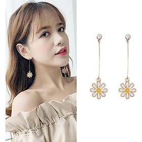 Bông tai nữ hoa cúc họa mi dáng dài dễ thương