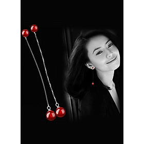 Bông tai dài đá mã não đỏ BHBT86