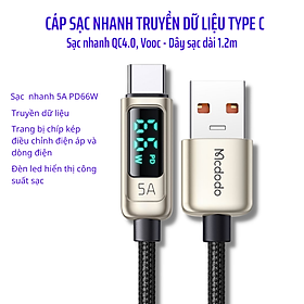 Mua Dây Cáp Sạc USB Type C Mcdodo CA-8861 Sạc Nhanh 5A PD66W  QC4.0 Vooc Truyền Dữ Liệu USB2.0 Đèn Led Hiển Thị Công Suất Dài 1.2m - Hàng Chính Hãng
