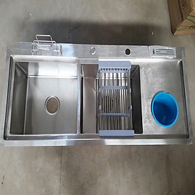 Mua Chậu rửa chén bát INOX có hố rác kèm bộ xả chống hôi
