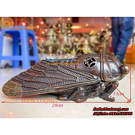 Xông Trầm Linh Vật Ve Sầu Nắp Mở Màu Giả Cổ Bằng Đồng Hun Nguyên Chất Kích Thước 28x13x12cm, Nặng 1,7kg Đẹp Tinh Xảo