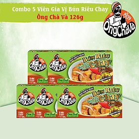 Combo 5 Hộp Viên Gia Vị Bún Riêu Chay Ông Chà Và 126g (Crab Taste Vegetable Soup Cubes)