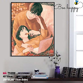 Mua Tranh số hóa tự tô màu Tình Yêu BEE HAPPY Bình Yên Bên Anh Mã TY4096