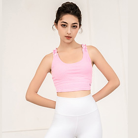 Áo croptop tập Yoga Gym Hibi Sports CR815 kiểu 2 dây nhún bèo, Kèm mút ngực