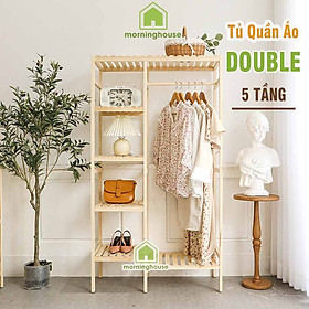 Mua TỦ TREO QUẦN ÁO GỖ THÔNG DOUBLE HANGER Dài 85 x Cao 150 x Rộng 35cm