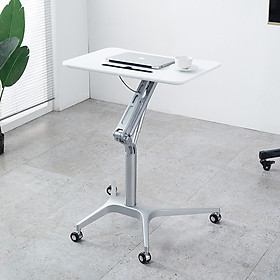 Mua Bàn làm việc gấp gọn nâng hạ thông minh có bánh xe di động - Bàn làm việc đứng để laptop máy tính màu trắng 47cm x 71cm