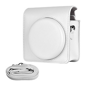Túi đựng máy ảnh cầm tay bằng da PU với dây đeo vai Tương thích với Fujifilm Fuji SQUARE SQ1 Instant-Màu trắng