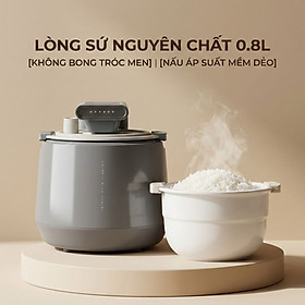 Nồi Cơm Điện Áp Suất Lòng Sứ Dưỡng Sinh Mishio MK396 dung tích 0.8L cho 1-2 người – Bí Quyết Cho Cơm Gạo Lứt - Hàng chính hãng