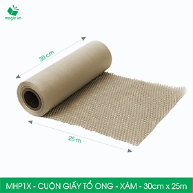 MHP1X - 0.3x25m - CUỘN GIẤY TỔ ONG MÀU XÁM CHỐNG SỐC THAY THẾ BÓNG KHÍ XỐP HƠI ĐÓNG HÀNG