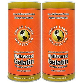 Great Lakes Unflavored Gelatin, Kosher, 16 oz (Pack of 2)