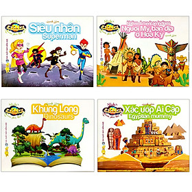 Combo 4 Cuốn Sticker Khám Phá Thế Giới Cho bé : Người Mỹ Bản Địa Ở Hoa Kỳ + Siêu Nhân - Superman + Khủng Long - Dinosaurs + Xác Ướp Ai Cập - Egyptian Mummy
