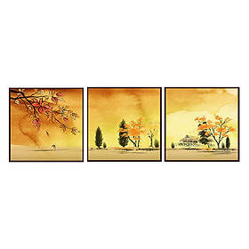 Mua Bộ 3 Tấm Tranh Phong Cảnh Lá Vàng Mùa Thu (45 x 45) Q28-035-45V
