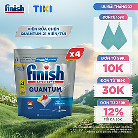 Combo 4 túi Viên Rửa Chén Bát Finish Powerball Quantum 21 viên