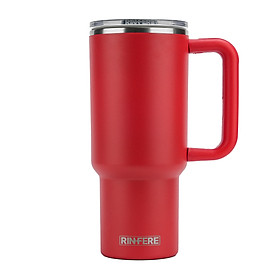 Ly Giữ Nhiệt RINFERE 900ml Có Tay Cầm, Nắp Trượt Vặn Kín Chống Rò Rỉ 100% - Vừa Hộc Để Ly Ô Tô - Đế Chống Trượt - Khắc Tên