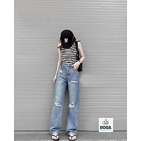 Quần Baggy Jean DOGA Q270. Chất Liệu Cotton Denim Thiết Kế Hàn Quốc Phong Cách Cá Tính