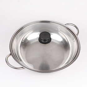 Nồi lẩu inox dày loại lớn 26cm có nắp kính cao cấp NL26 – Fuki24