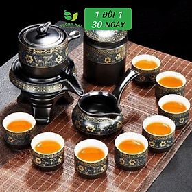 Mua Bộ ấm chén pha trà cối xay sm004 - xanh đen trắng 12 món