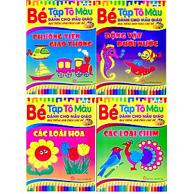 [Download Sách] Bộ 4 quyển Bé Tập Tô màu Mẫu Giáo Theo Chủ Đề: Các Loài Hoa, Động vật Dưới Nước, Các Loài Chim, Phương Tiện Giao Thông